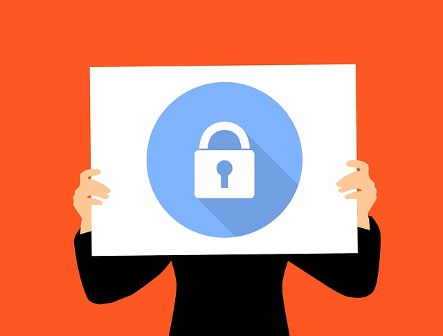 Vector illustration of lock on a sign, indicating privacy